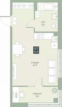 Студия Курганская область, Курган Заозерный жилрайон, 6А мкр, ул. ...