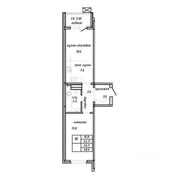 1-к кв. Алтайский край, Барнаул Интернациональная ул. (46.7 м)