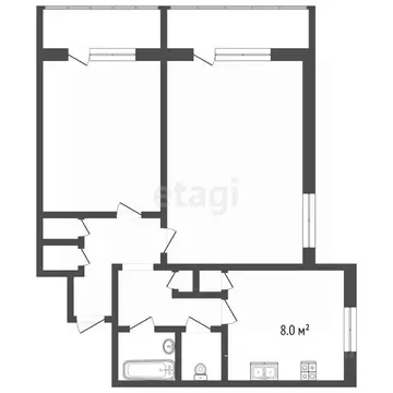2-к кв. Вологодская область, Череповец Набережная ул., 57 (49.7 м)
