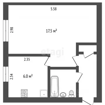 1-к кв. Вологодская область, Череповец ул. Гагарина, 18 (30.5 м)