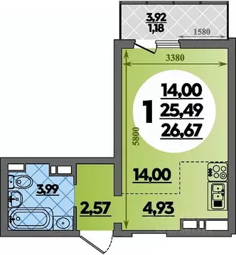 Студия Адыгея, Майкоп ул. Владимира Жоги, 4 (26.67 м)