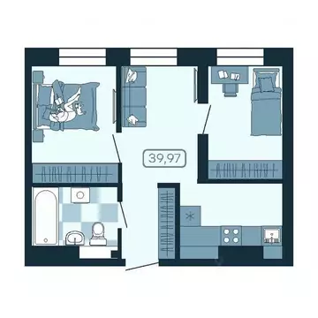 2-к кв. Приморский край, Владивосток ул. Борисенко (39.97 м)