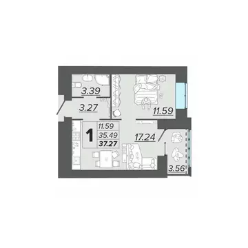 1-к кв. Брянская область, Брянск Архитектор жилой комплекс (37.27 м)
