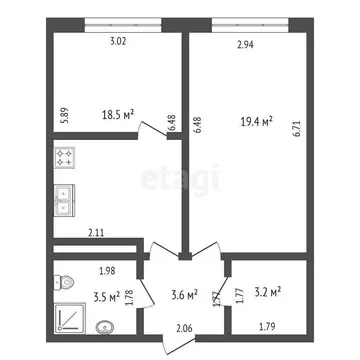 2-комнатная квартира: Анапа, Северная улица, 9Бк2 (48.2 м)