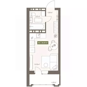 Студия Кемеровская область, Кемерово Московский просп., 23А (24.97 м)