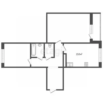 2-к кв. Тюменская область, Тюмень ул. Александра Протозанова, 10 (61.7 ...