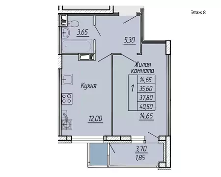 1-к кв. Ивановская область, Иваново ул. Жарова, 79 (40.5 м)