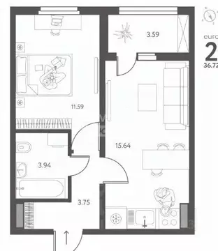 1-к кв. Липецкая область, Липецк ул. Перова, 1 (36.72 м)