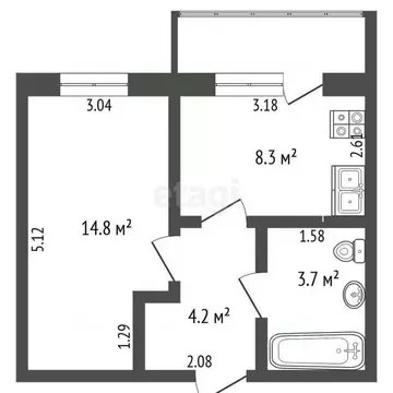 1-к кв. Кемеровская область, Юрга ул. Мира, 21 (30.9 м)
