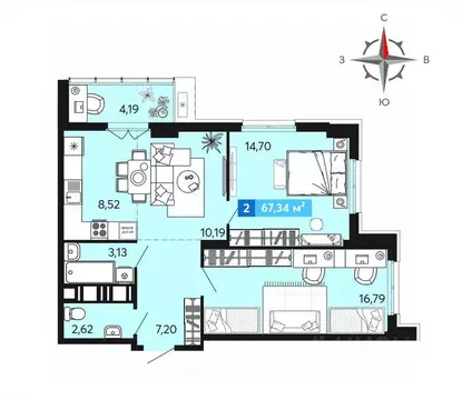 2-к кв. Пензенская область, Пензенский район, Засечный сельсовет, с. ...