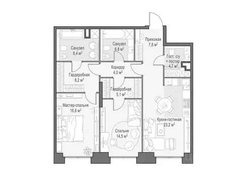 2-к кв. Москва Лайф Тайм жилой комплекс (100.0 м)