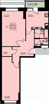 2-к кв. Ярославская область, Ярославль Красноборская ул., 38к3 (71.15 ...