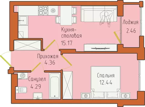 1-к кв. Калининградская область, Светлогорск пос. Отрадное,  (38.72 м)