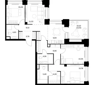 3-к кв. Москва Нова жилой комплекс, к3 (103.52 м)