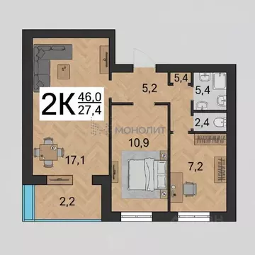 2-к кв. Нижегородская область, Нижний Новгород Мещерское Озеро ...