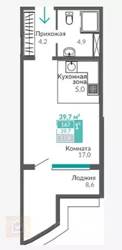 Студия Крым, Евпатория ул. Симферопольская, 2Г (39.7 м)