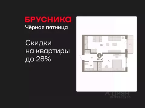 1-к кв. Свердловская область, Екатеринбург пер. Торфяной, 4 (52.5 м)