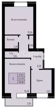 2-к кв. Архангельская область, Архангельск Рейдовая ул., 21к1 (58.86 ...