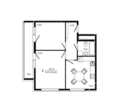 2-к кв. Ростовская область, Ростов-на-Дону Притяжение жилой комплекс ...