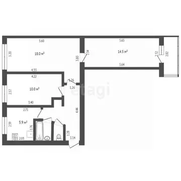 2-к кв. Башкортостан, Стерлитамак просп. Октября, 55 (46.7 м)