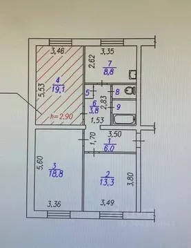Комната Кемеровская область, Новокузнецк ул. Ленина, 83 (19.1 м)