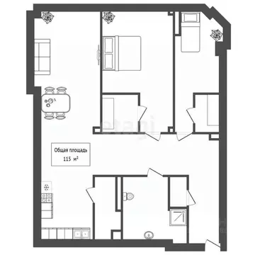 3-к кв. Новосибирская область, Новосибирск ул. Якушева, 33/1 (115.0 м)