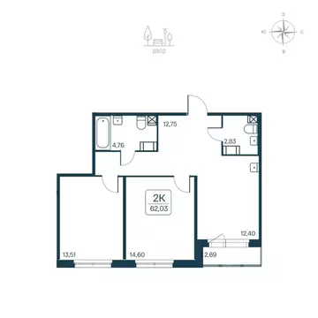 2-к кв. Ленинградская область, Всеволожский район, Заневское городское ...