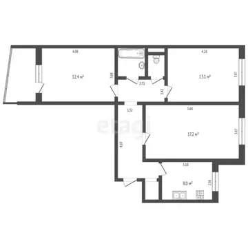 3-к кв. Тюменская область, Тюмень ул. Александра Логунова, 3 (66.0 м)