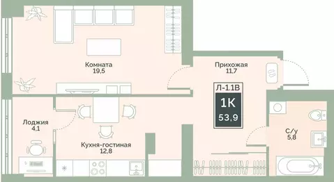 1-к кв. Курганская область, Курган Заозерный жилрайон, 6А мкр, ул. ...