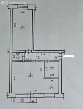 2-комнатная квартира: Чита, улица Бабушкина, 29 (43.1 м)