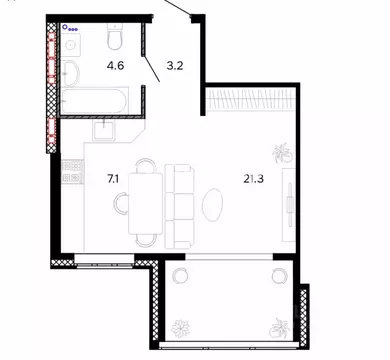 1-к кв. Ивановская область, Иваново Минская ул., 114 (37.0 м)