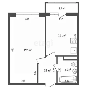 1-к кв. Краснодарский край, Анапа Владимирская ул., 114к1 (38.8 м)