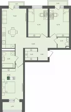 3-к кв. Тюменская область, Тюмень Ритмы жилой комплекс (95.1 м)