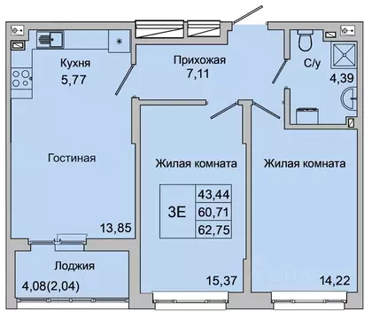 3-к кв. Ростовская область, Батайск ул. Булгакова, 11 (62.75 м)