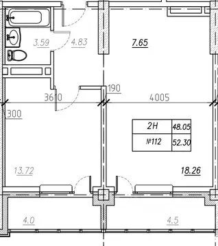 2-к кв. Приморский край, Владивосток ул. Нейбута, 135блок-ск4 (52.3 м)