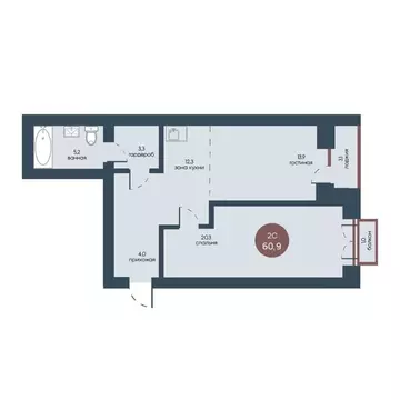 2-к кв. Томская область, Томск Телецентр мкр, ул. Белозерская, 9 (60.9 ...