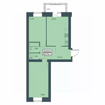 2-к кв. Красноярский край, Красноярск ул. Светлова, 25/1 (62.75 м)