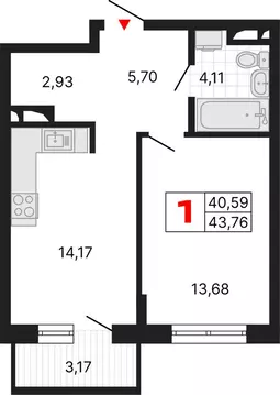 1-комнатная квартира: Екатеринбург, жилой район Втузгородок, ЖК Алиса ...