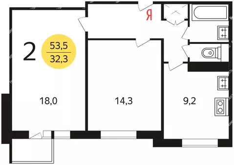 2-комнатная квартира: Москва, улица Крылатские Холмы, 30к5 (53 м)
