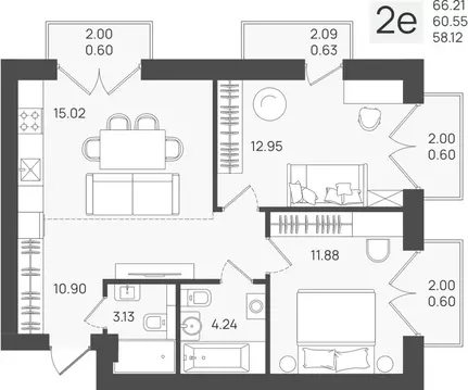 Квартира-студия: Калининградская область, Пионерский (60.55 м)