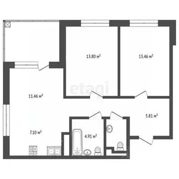 3-к кв. Тюменская область, Тюмень Невская ул., 109 (64.0 м)