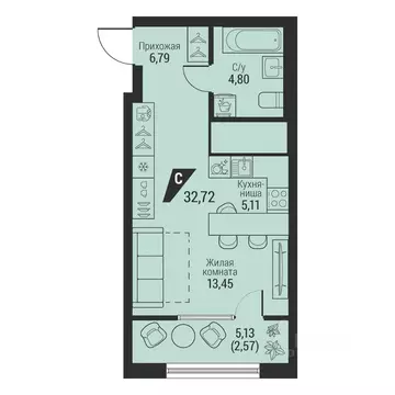 1-к кв. Свердловская область, Екатеринбург просп. Космонавтов, 100 ...