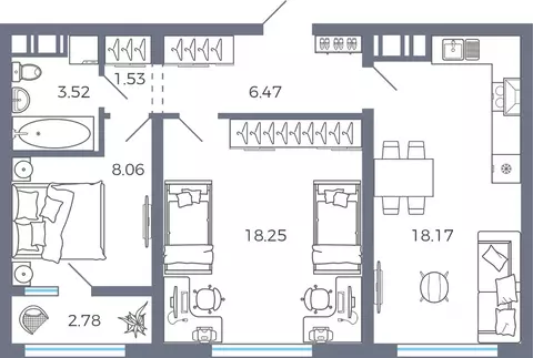 2-к кв. Самарская область, Волжский район, Черноречье с/пос, с. ...