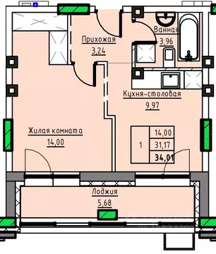 1-к кв. Алтайский край, Заринск 1-й мкр,  (34.01 м)