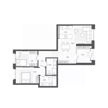 3-к кв. Алтайский край, Барнаул ул. Сизова, 20 (83.23 м)