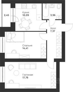 2-к кв. Тульская область, Тула Новая Тула мкр,  (56.04 м)