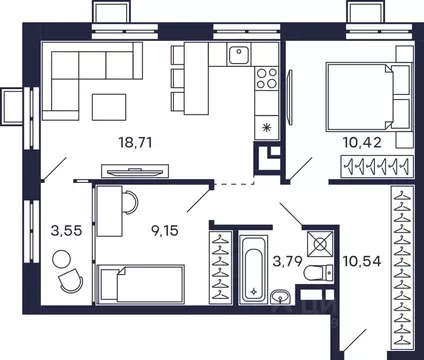 2-к кв. Московская область, Красногорск Павшино мкр, Тетрис жилой ...