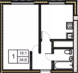 1-к кв. Московская область, Красногорск городской округ, Сабурово пгт ...