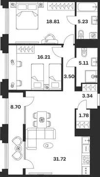 2-к кв. Тульская область, Тула ул. Болотникова, 4 (94.4 м)