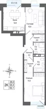 2-к кв. Московская область, Королев Первомайский мкр, Киноквартал ...